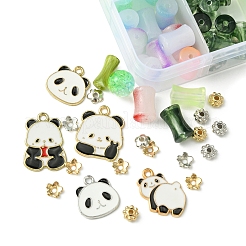 DIY Bamboo & Panda Acrylic & Alloy Enamel Bracelets Jewelry Making Kits&nbsp;DIY-FS0007-48