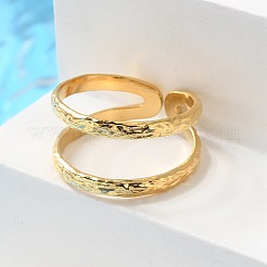 Ion Plating(IP) 304 Stainless Steel Double Line Open Cuff Ring for Women&nbsp;RJEW-S405-200G