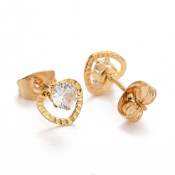 Heart 304 Stainless SteelStud Earrings&nbsp;EJEW-C019-12G