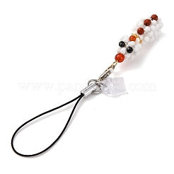 Christmas Snowman Glass Seed Beads Mobile Straps&nbsp;HJEW-MZ00294-02