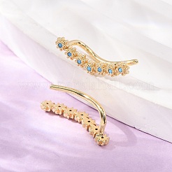 Brass Micro Pave Cubic Zirconia Stud Crawler Earrings&nbsp;KK-CBAA351-18G-02