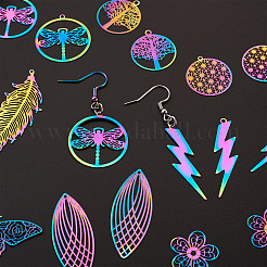 DIY 9 Shapes Colorful Filigree Joiners Stainless Steel Earring Making Kits&nbsp;DIY-BT0001-16MC