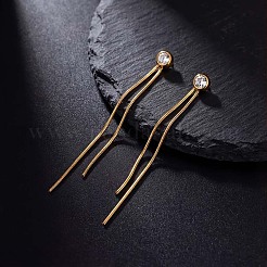 304 Stainless Steel Cubic Zirconia Tassel Earrings&nbsp;WGD0BF9-01