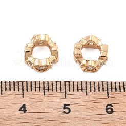 Brass Micro Pave Cubic Zirconia Rondelle European Beads&nbsp;KK-B125-11G