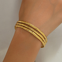 201 Stainless Steel Triple Layer Cuff Bangles&nbsp;RJ3221-3