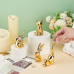4Pcs 4 Styles Plating Porcelain Animal Figurines&nbsp;DJEW-PH0001-41