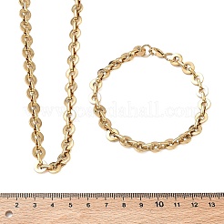 304 Stainless Steel Disc Link Chain Necklaces & Bracelets Sets&nbsp;SJEW-D091-05G