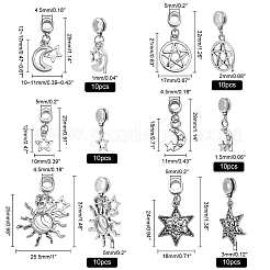 60Pcs 6 Style Tibetan Style Alloy European Dangle Charms&nbsp;FIND-FH0003-03