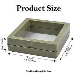 8Pcs 4 Styles Square Transparent PE Thin Film Suspension Jewelry Display Box&nbsp;CON-YW0001-98