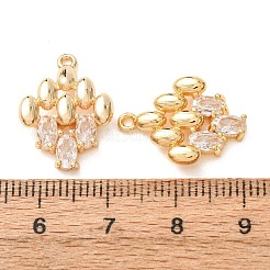 Brass Pave Clear Cubic Zirconia Pendants&nbsp;KK-A304-05G