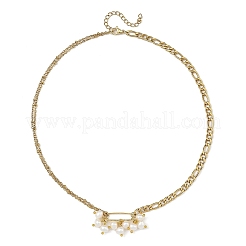Potato Natural Pearl Cluster Pendant 304 Stainless Steel Mixed Chain Necklaces&nbsp;NJEW-JN06599