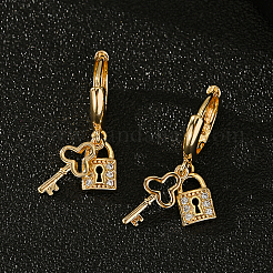 Brass Key with Lock Hoop Earrings&nbsp;SX3628