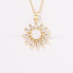 Fashionable Brass Clear Cubic Zirconia Pendant Cable Chain Necklaces for Women&nbsp;FN2830-4