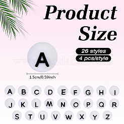 104Pcs 26 Styles Round Silicone Focal Beads&nbsp;SIL-ME0001-19