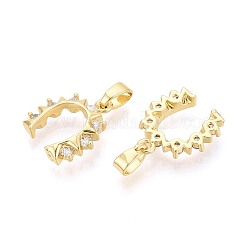 Brass Micro Pave Clear Cubic Zirconia Pendants&nbsp;KK-T080-75G
