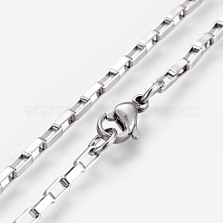Non-Tarnish 304 Stainless Steel Box Chain Necklaces&nbsp;NJEW-F248-22C-P