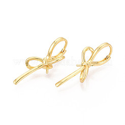 Brass Huggie Hoop Earring Findings for Half Drilled Beads&nbsp;KK-T071-15G