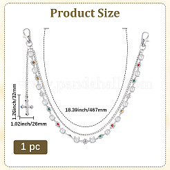 1Pc Alloy Colorful Rhinestone Flower & Plastic Pearl Link Chain Double Layer Pants Chains&nbsp;AJEW-GF0012-74