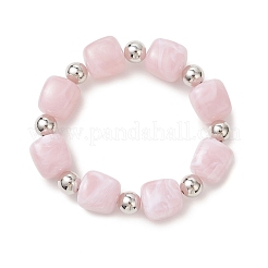 3Pcs Two Tone Acrylic & CCB Plastic Cuboid Beaded Stretch Bracelets for Women&nbsp;BJEW-JB13302-02
