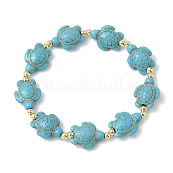 Synthetic Turquoise & Non-magnetic Hematite Beads Stretch Bracelets for Women Men&nbsp;BJEW-JB13729-02