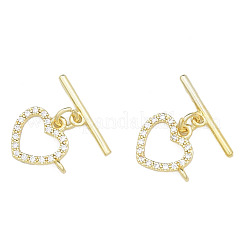 Brass Micro Pave Clear Cubic Zirconia Toggle Clasps&nbsp;KK-N259-03
