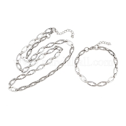 304 Stainless Steel Cross Link Chain Bracelet & Necklace Jewelry Sets&nbsp;SJEW-L199-07P