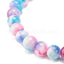 Natural White Jade Round Beaded Stretch Bracelet&nbsp;BJEW-JB07968-01