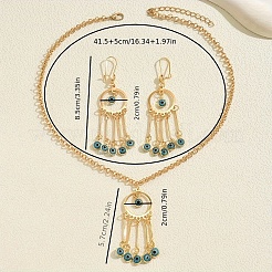Bohemian Vintage Iron Resin Evil Eye Tassels Pendant Necklaces & Earrings Sets for Women&nbsp;XC5526