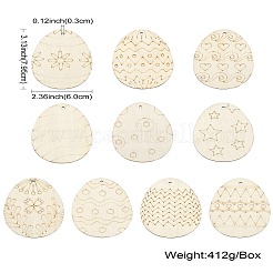Unfinished Wood Easter Egg Pendant Decoration with Hemp Rope&nbsp;DIY-CJC0006-29