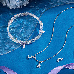 6Pcs 2 Styles 925 Sterling Silver Moon Star Charms&nbsp;STER-PH0004-48