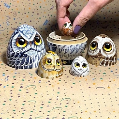 Easter Wood New Owl Nesting Egg Display Decorations&nbsp;DJEW-PW0012-017