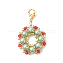 Glass Christmas Wreath Pendant Decorations&nbsp;HJEW-JM04172-02