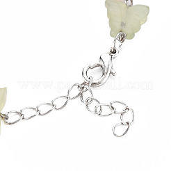 Butterfly Natural New Jade Beaded Bracelets for Girl Women&nbsp;BJEW-S145-002B
