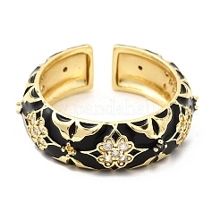 Brass Micro Pave Cubic Zirconia Cuff Open Rings for Women&nbsp;RJEW-B160-05G