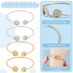 4Pcs 2 Colors 304 Stainless Steel Bangle Makings&nbsp;STAS-UN0053-10