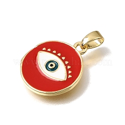 Brass with Red Enamel Pendants&nbsp;KK-CBAA632-05G