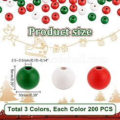 600Pcs 3 Colors Christmas Natural Wood Beads&nbsp;WOOD-GA0001-57