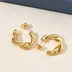Twist Ring 304 Stainless Steel Stud Earrings for Women&nbsp;EJEW-K333-07G