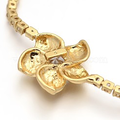Golden Plated Brass Cubic Zirconia Cup Chain Bracelets&nbsp;BJEW-H0001-04G