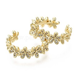Brass Micro Pave Clear Cubic Zirconia Cuff Rings&nbsp;RJEW-S044-098-NF