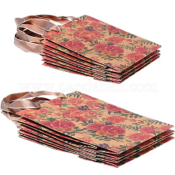 8Pcs 2 Styles Rotro Rose Flower Print Paper Packaging Tote Bags&nbsp;ABAG-BBC0001-32