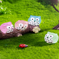 10Pcs 5 Colors Luminous Resin Owl Display Decorations&nbsp;DJEW-LP0001-30