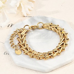 304 Stainless Steel Wheat Chains Bracelets for Women&nbsp;BJEW-F488-39G