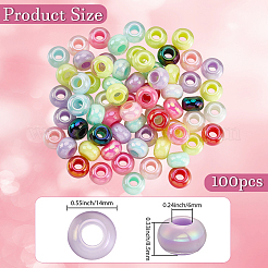 100Pcs UV Plating Rainbow Iridescent Acrylic European Beads&nbsp;MACR-PA0001-27