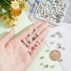 2 Strands Natural Frosted Flower Amazonite Round Beads Strands&nbsp;G-NB0004-44
