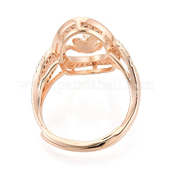 Oval Brass Micro Pave Clear Cubic Zirconia Adjustable Ring Settings&nbsp;KK-T076-69G