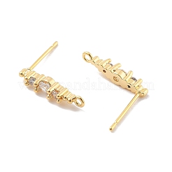 Brass Clear Cubic Zirconia Stud Earring Findings&nbsp;KK-A238-02C-G