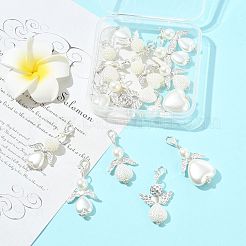 14Pcs 7 Styles ABS Plastic Imitation Pearl & Alloy Pendant Decorations&nbsp;HJEW-FS00042-01