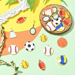 40Pcs 8 Styles Sports Ball Alloy Enamel Pendants&nbsp;ENAM-CJ0006-82