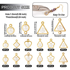 72Pcs 12 Styles ABS Plastic Imitation Pearls Charms/Connector Charms&nbsp;FIND-TA0003-16